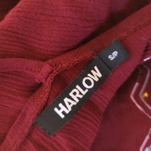Harlow Dark Red Crop Top with Embroidered Details - Picture 3 of 8